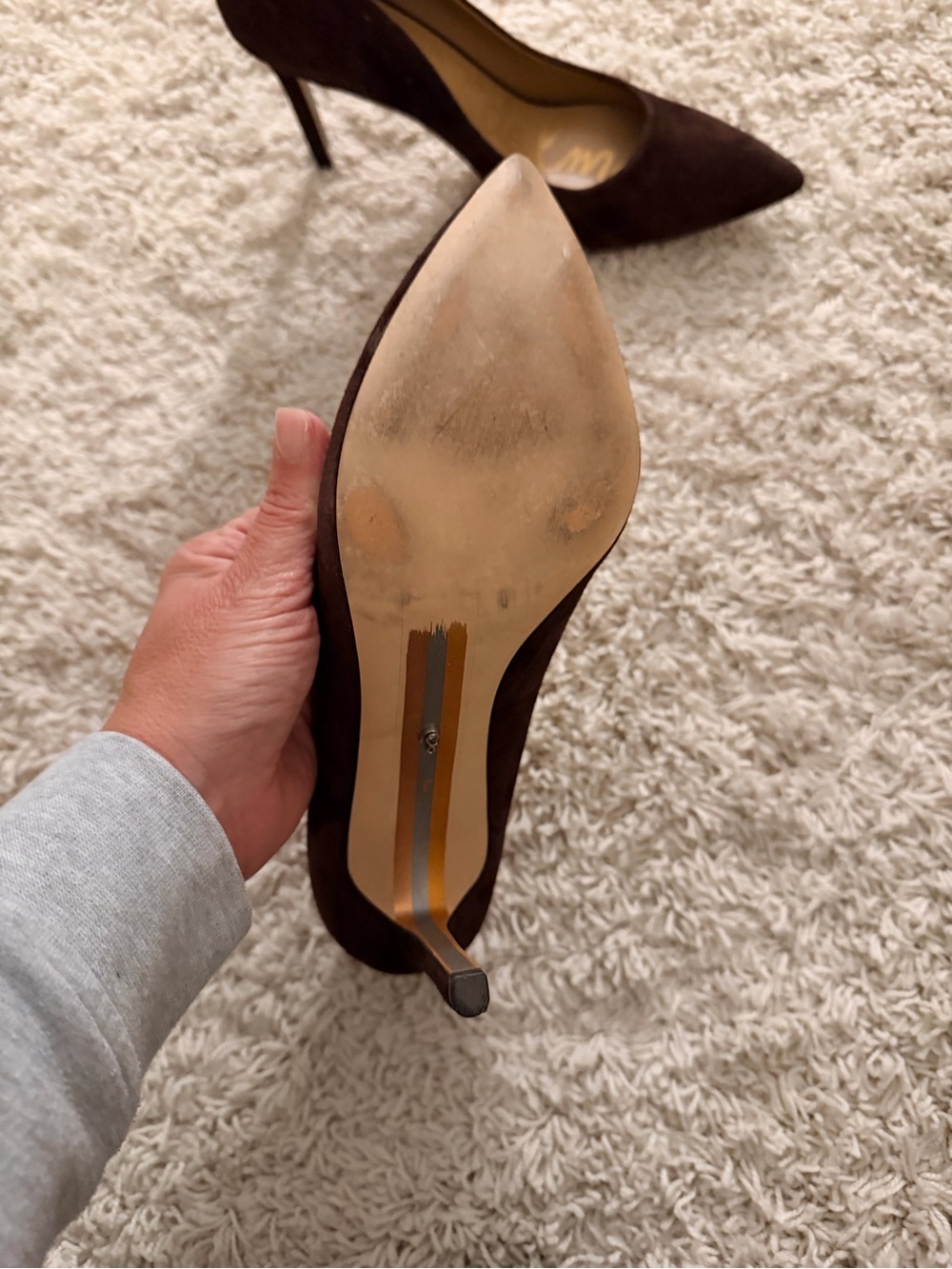 Like new! Sam Edelman Chocolate Suede Hazel heel - Picture 6 of 6